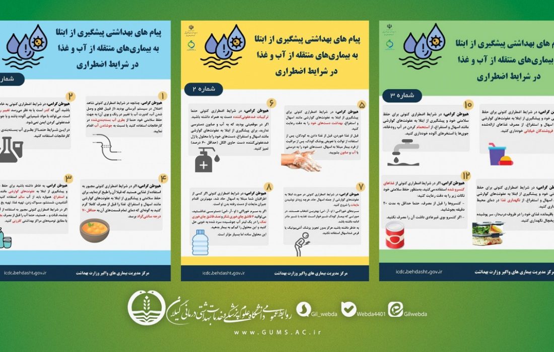 پیام‌های بهداشتی پیشگیری از ابتلا به بیماری‌های منتقله از آب و غذا در شرایط اضطراری